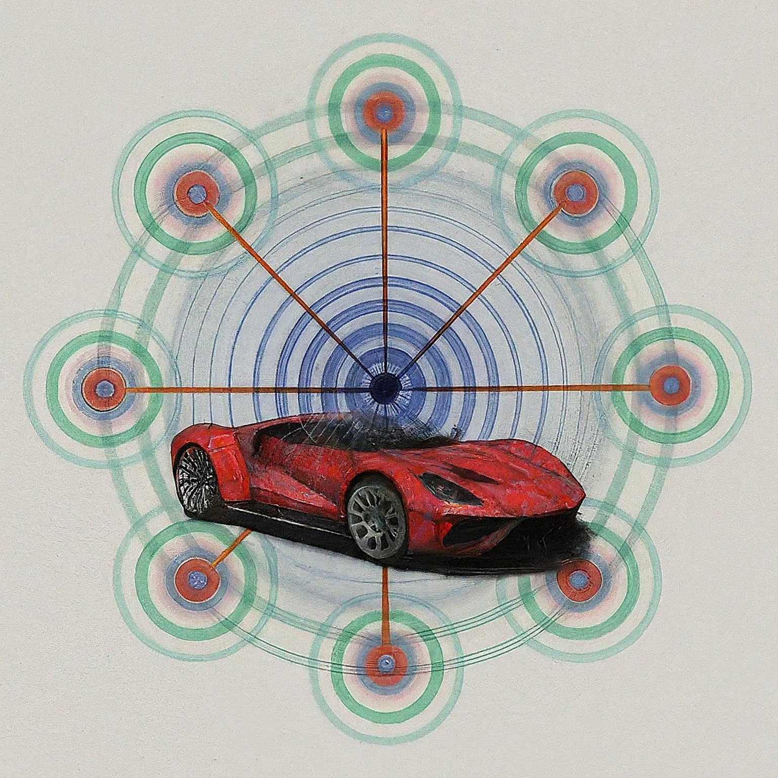 Conceptual image of sensors in a sports car